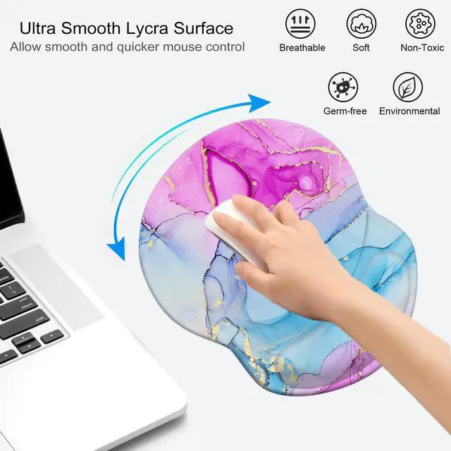 Alt view image 3 of 7 - Mouse Pad with Wrist Support, Non Slip Mousepad Wrist Rest for Office, Computer, Laptop & Mac-Comfortable & Lightweight Ergonomic Support Mouse Mat(DL-Pink Blue Marble-3)