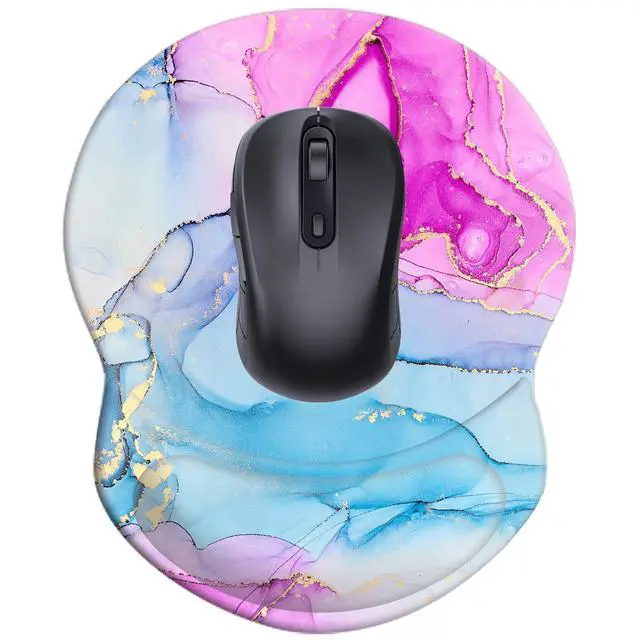 Alt view image 7 of 7 - Mouse Pad with Wrist Support, Non Slip Mousepad Wrist Rest for Office, Computer, Laptop & Mac-Comfortable & Lightweight Ergonomic Support Mouse Mat(DL-Pink Blue Marble-3)