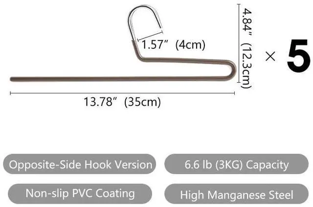 Alt view image 2 of 7 - Space Saving Pant Hangers, 5 Pack, Semi-Open Trouser Hanger for Jeans & Pants, Single Rod Closet Organizer for Slacks, Khakis (Chocolate Brown)