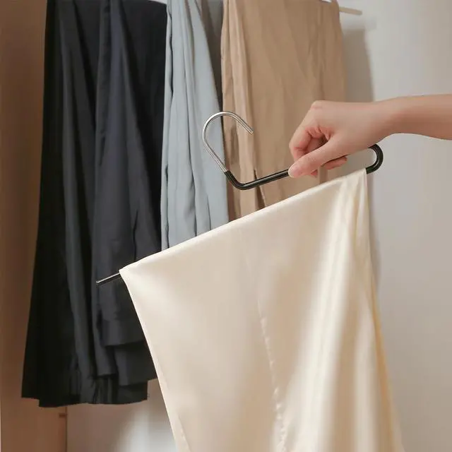 Alt view image 6 of 7 - Space Saving Pant Hangers, 5 Pack, Semi-Open Trouser Hanger for Jeans & Pants, Single Rod Closet Organizer for Slacks, Khakis (Chocolate Brown)