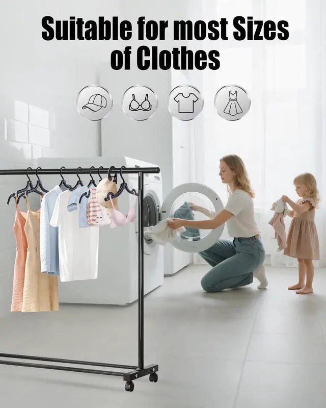 Alt view image 5 of 7 - 10-Pack Foldable Travel Hangers with Gift Box Thickened ABS & Aluminum Rivets, Non-Slip Design for Delicate Clothes, Compact 5.5x3 Inch, Black/White