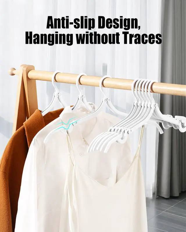 Alt view image 6 of 7 - 10-Pack Foldable Travel Hangers with Gift Box Thickened ABS & Aluminum Rivets, Non-Slip Design for Delicate Clothes, Compact 5.5x3 Inch, Black/White