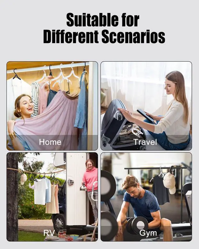Alt view image 7 of 7 - 10-Pack Foldable Travel Hangers with Gift Box Thickened ABS & Aluminum Rivets, Non-Slip Design for Delicate Clothes, Compact 5.5x3 Inch, Black/White