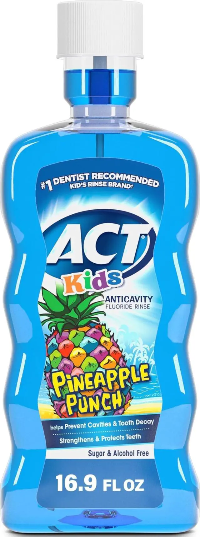 Main image of Kids Anticavity Fluoride Rinse Pineapple Punch 16.9 fl. oz. Accurate Dosing Cup, Alcohol Free