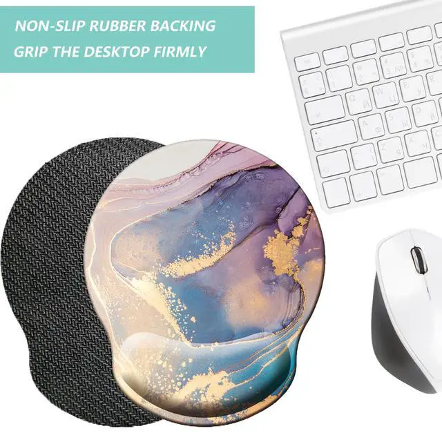 Alt view image 4 of 7 - Mouse Pad with Wrist Support, Ergonomic Mouse Pad with Memory Foam Wrist Rest Cushion, Non-Slip Rubber Base Gaming Mice Pad for Home Office Computer Laptop, Colorful Marble