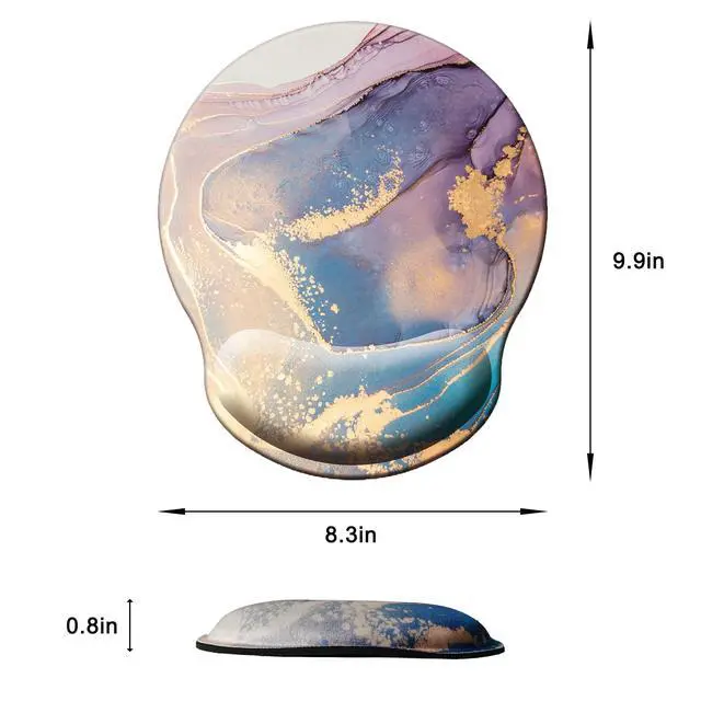 Alt view image 6 of 7 - Mouse Pad with Wrist Support, Ergonomic Mouse Pad with Memory Foam Wrist Rest Cushion, Non-Slip Rubber Base Gaming Mice Pad for Home Office Computer Laptop, Colorful Marble