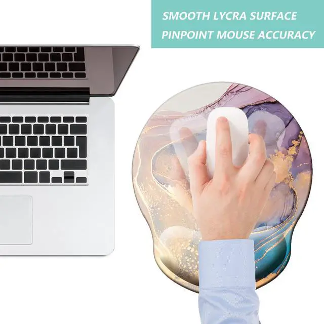 Alt view image 7 of 7 - Mouse Pad with Wrist Support, Ergonomic Mouse Pad with Memory Foam Wrist Rest Cushion, Non-Slip Rubber Base Gaming Mice Pad for Home Office Computer Laptop, Colorful Marble