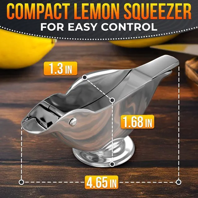 Alt view image 2 of 7 - Bird Lemon Squeezer with Pour Spout, Tiny Stainless Steel Slice Press | Cute Citrus Wedge Juicer for Limes, Mess-Free, Dishwasher Safe, a Mini Travel Size for Tea Service, Seafood, and Cocktails