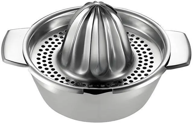 Alt view image 3 of 7 - Lemon Orange Squeezer, Manual Juicer Stainless Steel Citrus Juicer Hand Press Lemon Squeezer with Bowl Juicer Strainer
