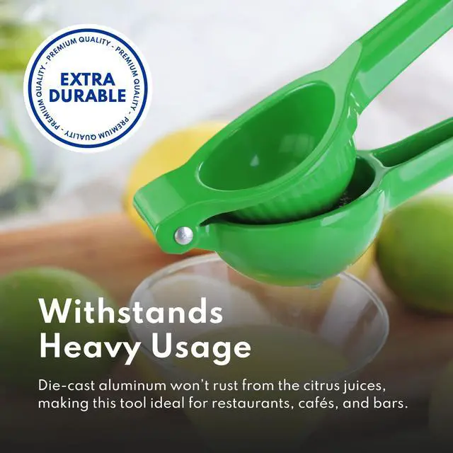 Alt view image 5 of 7 - Lime Squeezer, Commercial Restaurant Grade Enameled Aluminum Citrus Press, Manual Hand Juicer for Limes, Lemons, and Small Citrus, Green
