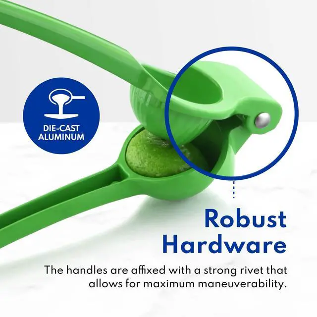 Alt view image 6 of 7 - Lime Squeezer, Commercial Restaurant Grade Enameled Aluminum Citrus Press, Manual Hand Juicer for Limes, Lemons, and Small Citrus, Green