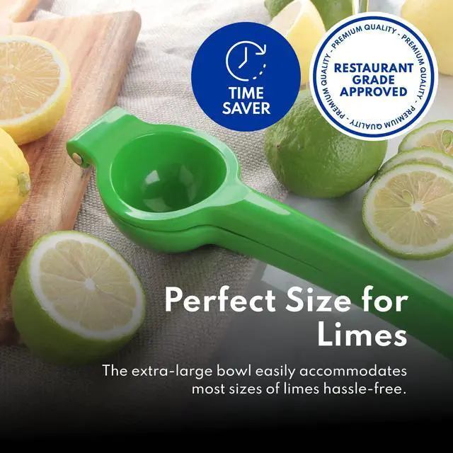 Alt view image 7 of 7 - Lime Squeezer, Commercial Restaurant Grade Enameled Aluminum Citrus Press, Manual Hand Juicer for Limes, Lemons, and Small Citrus, Green