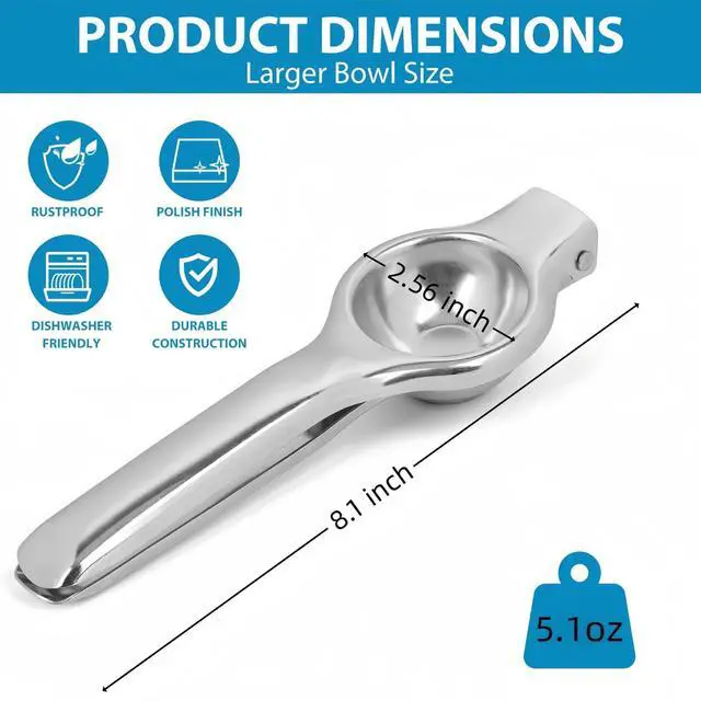 Alt view image 2 of 7 - Stainless Steel Manual Juicer Citrus Lemon Squeezer,Fruit Juicer Lime Press Metal,Professional Hand Juicer Kitchen Tool