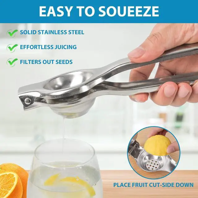 Alt view image 7 of 7 - Stainless Steel Manual Juicer Citrus Lemon Squeezer,Fruit Juicer Lime Press Metal,Professional Hand Juicer Kitchen Tool