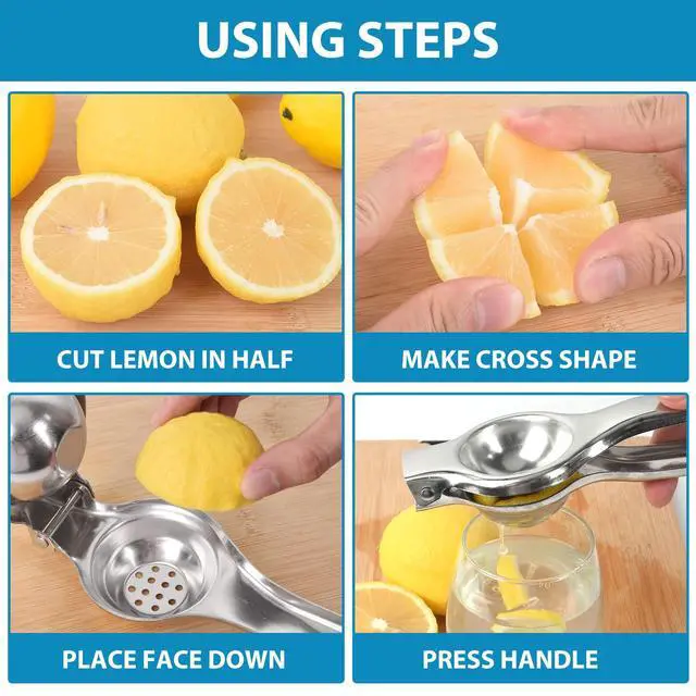 Alt view image 5 of 7 - Stainless Steel Manual Juicer Citrus Lemon Squeezer,Fruit Juicer Lime Press Metal,Professional Hand Juicer Kitchen Tool