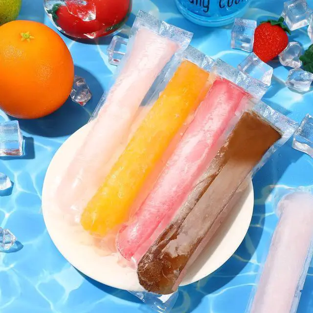 Alt view image 3 of 7 - 120 Pcs Disposable Ice Pop Bags Popsicle Molds With Funnel | Good Quality Popsicle Bags, 2x7.5 Inch, Zip Seals, Easy Fill And Freeze, Ideal for DIY Summer Snacks Yogurt Juice Fruit