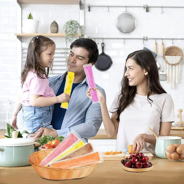 Alt view image 7 of 7 - 120 Pcs Disposable Ice Pop Bags Popsicle Molds With Funnel | Good Quality Popsicle Bags, 2x7.5 Inch, Zip Seals, Easy Fill And Freeze, Ideal for DIY Summer Snacks Yogurt Juice Fruit