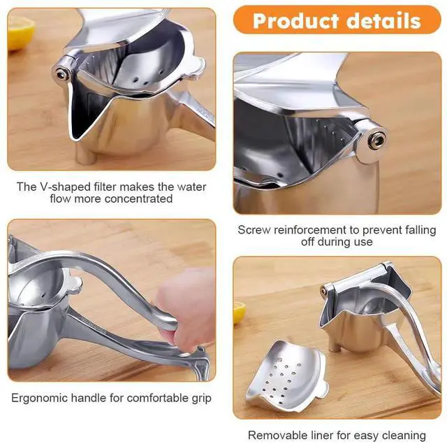 Alt view image 2 of 7 - Juicer Manual,Manual Juicer Hand Press,Exprimidor De Limones Acero Inoxidable,Lime Squeezer for Beer Bottle,Ultimate Juice Squeeze,Lemon Squeezer(Silver)