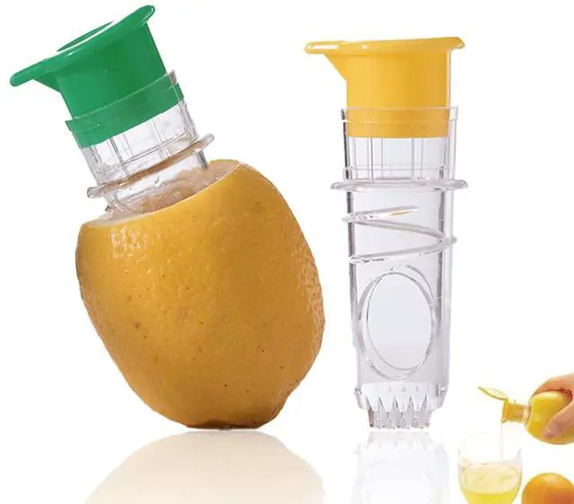 Main image of Lemon Squeezer - Manual Citrus Juicer with Screw-Top Lid & Built-In Filter, Dual-Use Lime/Lemon Press for Cocktails, Portable Hand Juicer (2-Piece Set, Yellow+Green)