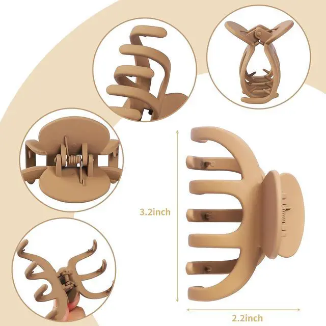 Alt view image 3 of 7 - Hair Clips for Women 3.5 Inch Medium Hair Claw Clips for Girls Thin Thick Hair Matte Banana Jaw Clips Hair Accessories for Women (Brown)