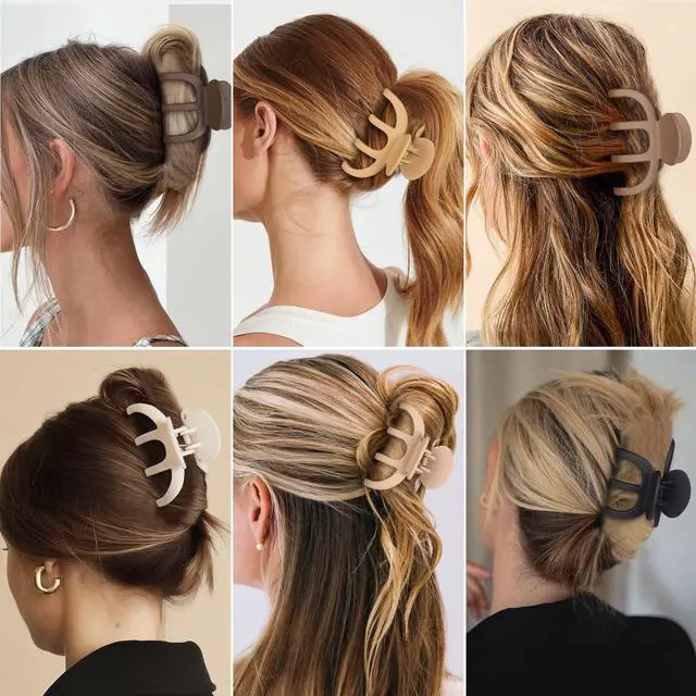 Alt view image 6 of 7 - Hair Clips for Women 3.5 Inch Medium Hair Claw Clips for Girls Thin Thick Hair Matte Banana Jaw Clips Hair Accessories for Women (Brown)