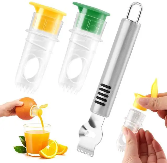 Main image of 2 Pcs Mini Lemon Squeezer,with Stainless Steel Grater New Screw Top Lemon Squeezer Manual Portable Orange Squeezer for Seasoning Cooking and Cocktails(SIZE:2 pcs)