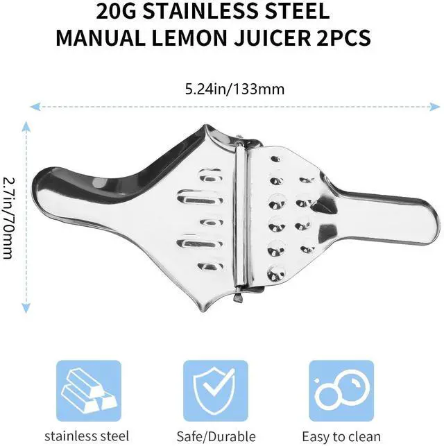 Alt view image 2 of 6 - 2-Pack Stainless Steel Lemon Lime Squeezer Citrus Juicer Manual Lemon Muddler Machine Hand Operated for Home (2)