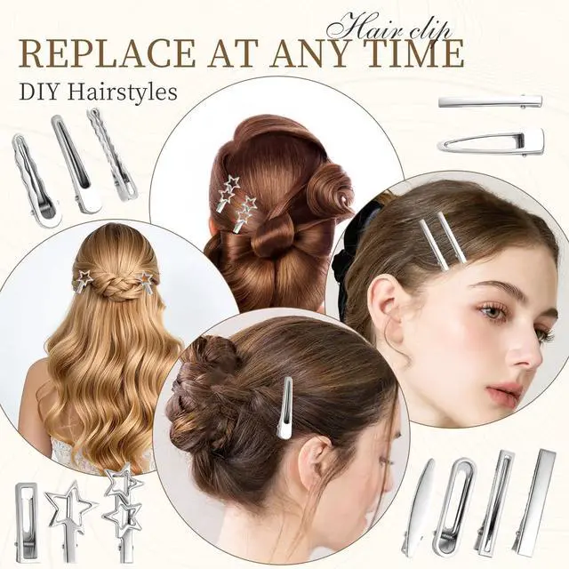Alt view image 6 of 7 - 24PCS Silver Hair Clips Set, Y2K Metal Barrettes, Anti-Slip Cute Hair Accessories for Women Girls