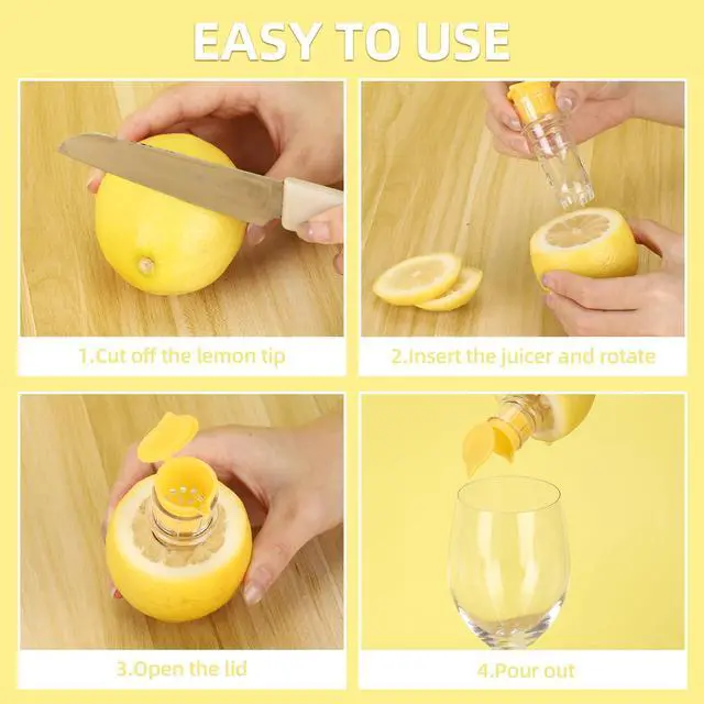 Alt view image 3 of 7 - 4 Pcs Lemon Squeezer, Screw Top Manual Juicer with Built-In Filter Orange Citrus Press, Squeeze Lime for Cocktails, Drinks (2 Yellow+2 Green)