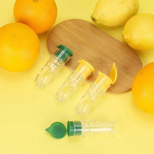 Alt view image 5 of 7 - 4 Pcs Lemon Squeezer, Screw Top Manual Juicer with Built-In Filter Orange Citrus Press, Squeeze Lime for Cocktails, Drinks (2 Yellow+2 Green)