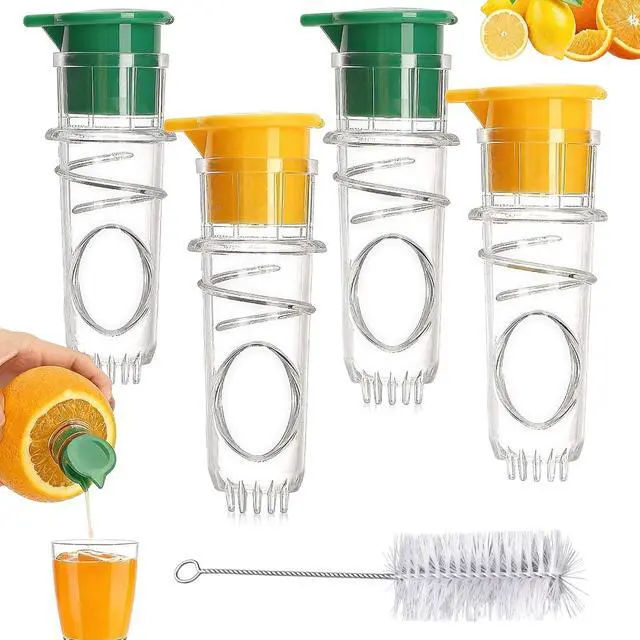 Main image of 4Pcs Compact Lemon Squeezer, and One White Brush, Lemon-Juicer with Easy Grip Handle, Durable Citrus Press for Fresh Lemon Squeeze, Multipurpose Manual Juicer for Kitchen