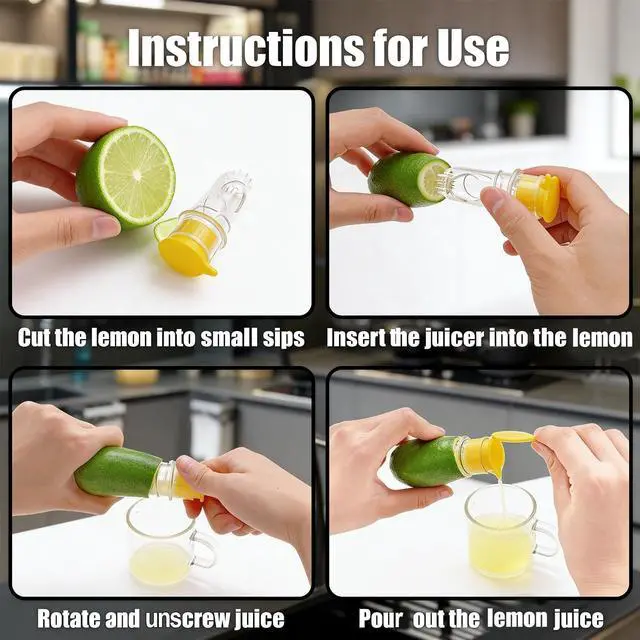 Alt view image 3 of 7 - 4Pcs Compact Lemon Squeezer, and One White Brush, Lemon-Juicer with Easy Grip Handle, Durable Citrus Press for Fresh Lemon Squeeze, Multipurpose Manual Juicer for Kitchen