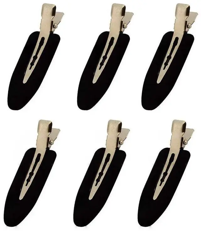 Main image of 6 Pieces No Bend Hair Clips, No Crease Hair Clip for Hairstyling, Makeup Clips for Women and Girls (Black)