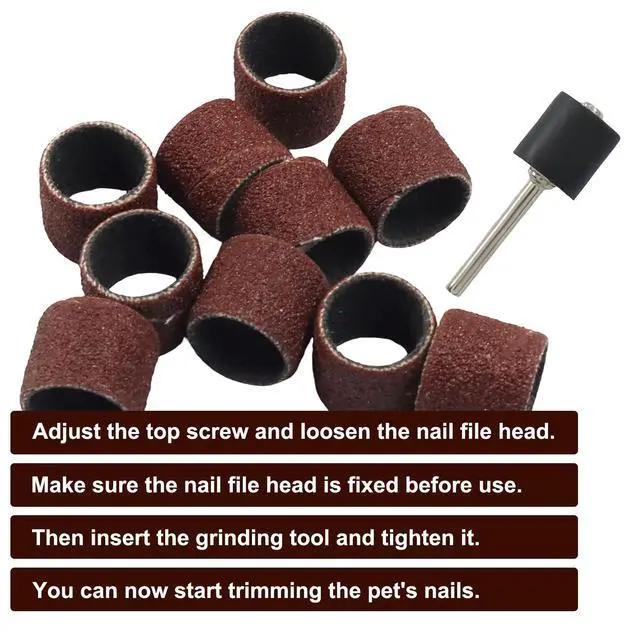 Alt view image 3 of 5 - Nail Grinder Replacement Kit - 20 Piece | Nail Grinding Bands (120 Grit), 2 Pcs Grinding Drums, Safe & Smooth Pet Claw Care, Compatible with Electric Grinders