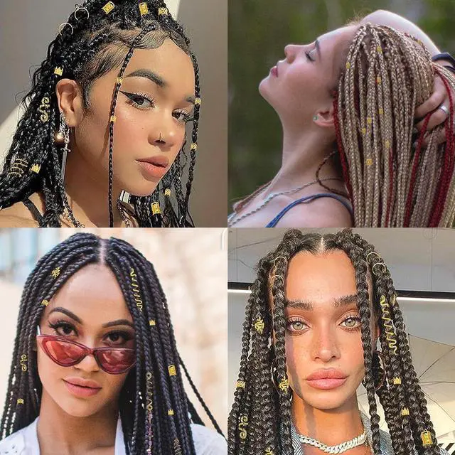 Alt view image 4 of 7 - Gold Hair Jewelry Braid, Tuefuzy 100 Pcs Hair Dreadlock Accessory, Metal Gold Braids Rings Cuffs Clips for Dreadlock Accessory Jewelry Decorations