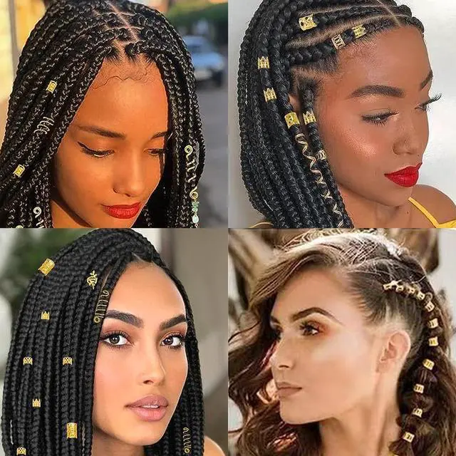 Alt view image 5 of 7 - Gold Hair Jewelry Braid, Tuefuzy 100 Pcs Hair Dreadlock Accessory, Metal Gold Braids Rings Cuffs Clips for Dreadlock Accessory Jewelry Decorations