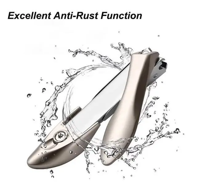Alt view image 3 of 3 - Nail Clippers for Thick Nails, Heavy Duty Toenail Clippers for Seniors Large 360° Rotating Nail Clippers with Nail Catcher (Champagne)