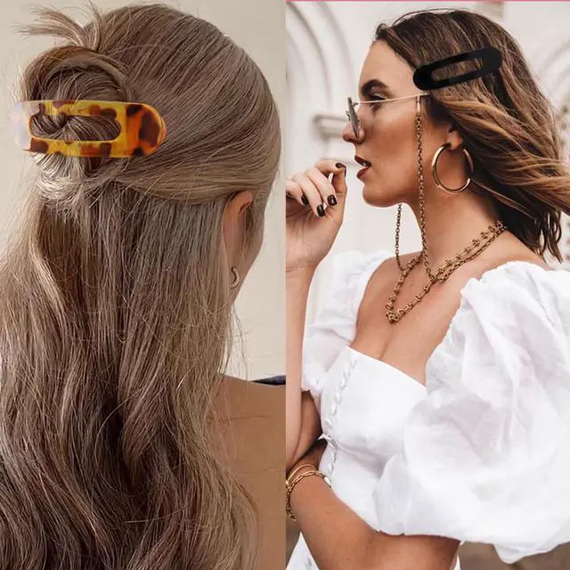 Alt view image 5 of 7 - Flat Hair Clips for Women Girls, 2 Styles 8 Pcs Lay Flat Claw Clips, Strong Hold French Duck Billed Large Side Hair Jaw Clip for All Hair Types, Fashion Trendy Hair Accessories Leopard