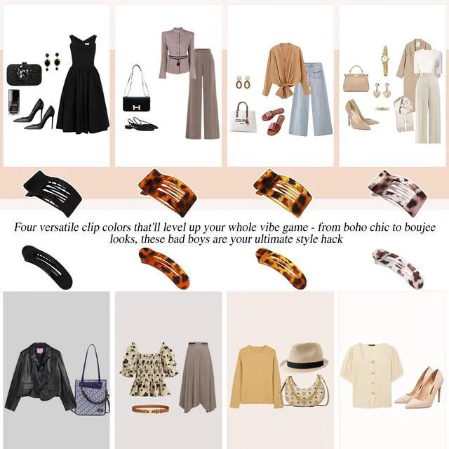 Alt view image 7 of 7 - Flat Hair Clips for Women Girls, 2 Styles 8 Pcs Lay Flat Claw Clips, Strong Hold French Duck Billed Large Side Hair Jaw Clip for All Hair Types, Fashion Trendy Hair Accessories Leopard