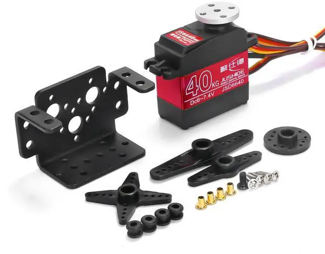 Alt view image 6 of 7 - 2 Pack High Torque 40KG Digital Servo, JS6640 Full Metal Stainless Steel Gear Waterproof Steering RC Servo, for 1/8 1/10 Scale RC Car Crawler Buggy Airplane Control Angle 180° Metal servo disk provid