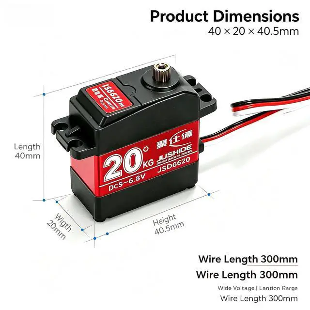 Alt view image 3 of 5 - Jushie JS6620 Digital RC Servo 20KG High Torque IP66 Waterproof Double Bearing 5-6.8V 360° PWM Servo Motor for RC Car Robot Boat Mechanical Arm