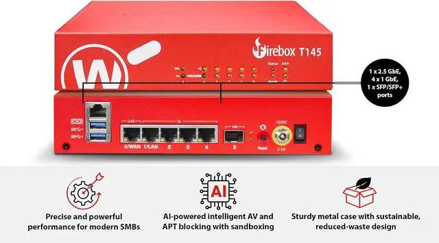 Alt view image 3 of 6 - WatchGuard Firebox T145-W with 3-yr Total Security Suite WGT146643
