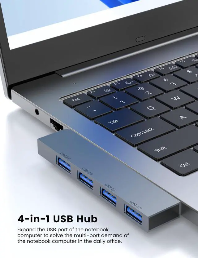 Alt view image 2 of 6 - USB Hub, 4-Port USB Splitter(1 * 3.0 Hub, 3 * 2.0 Hub) USB Splitter USB Expander for Laptop,Windows PC,Mac,Printer,Flash Drive,Mobile HDD, Notebook PC