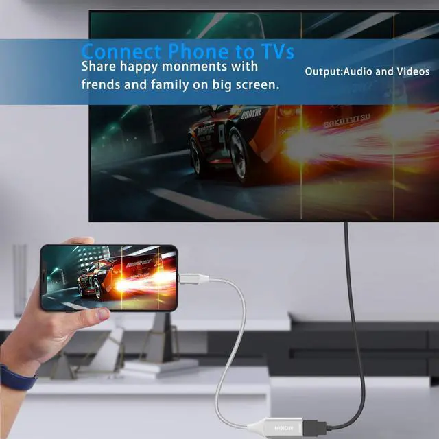 Alt view image 4 of 7 - USB C to HDMI Adapter 4K Cable, MOKiN USB-C Type C (Thunderbolt 3) to HDMI Adapter for MacBook Pro 2019/2018, MacBook Air/iPad Pro, Samsung Galaxy S9/S8, Dell XPS 13, Surface Go/Pro 7 More
