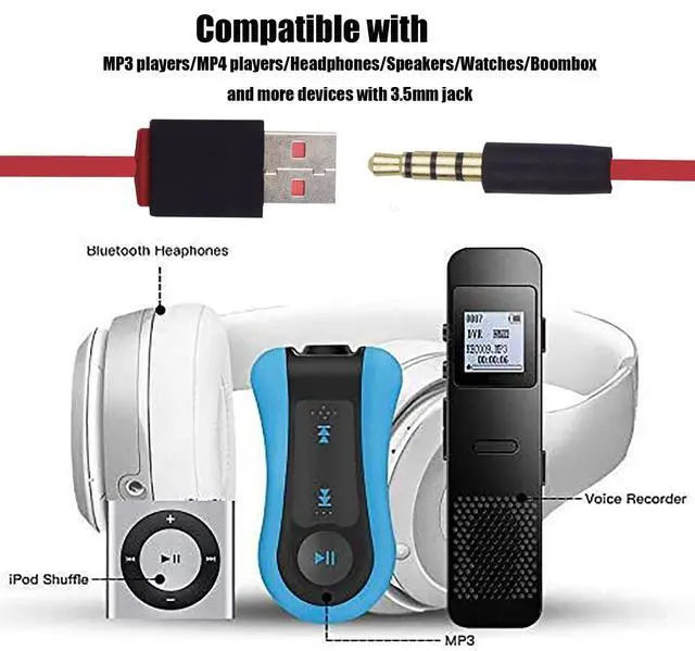 Alt view image 5 of 7 - Studio Charge Cable USB to 3.5mm Power Charger Replacement Cord Compatible with Beats by Dre Studio Wirelessd Headphones