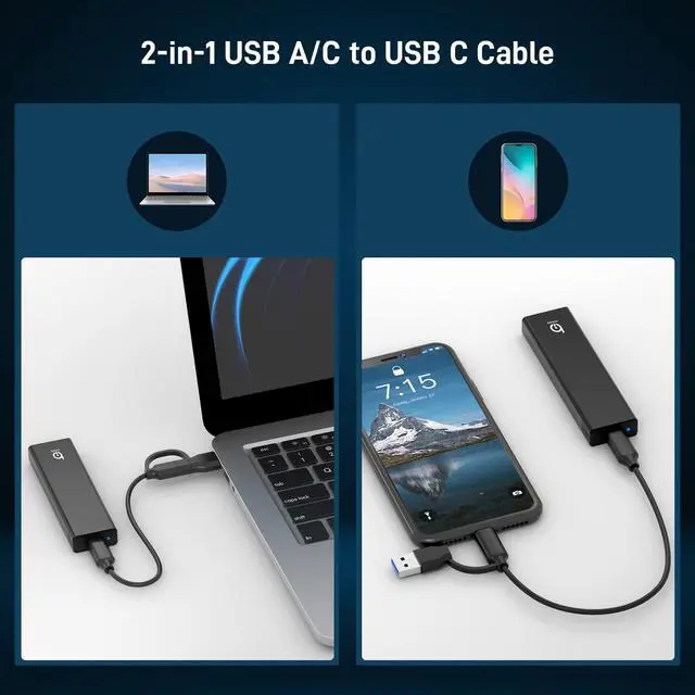 Alt view image 6 of 7 - M.2 NVMe SSD Enclosure, Tool-Free Installation, USB 3.2 Gen 2 (10 Gbps) to NVME M-Key/(B+M) Key PCIe NVMe Adapter Support UASP and Trim, for SSDs 2230/2242 /2260/2280