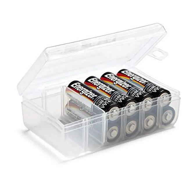 Alt view image 5 of 5 - Set of 4 - Two AA and Two AAA Battery Storage Box, Battery Storage Case, Battery Holder Clear