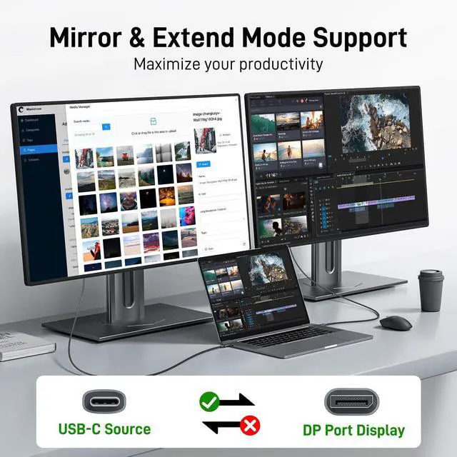 Alt view image 4 of 7 - USB C to Display Port Cable 6.6 FT (4K@60HZ 2K@165Hz), Type-C to Display Port Cord (Sturdy Aluminum, Plug & Play) Thunderbolt 3/4/5 Compatible with MacBook Pro/Air, iPhone 16 Pro/Max, XPS,Surface