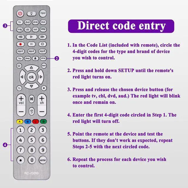 Alt view image 3 of 7 - Universal Remote Control for TVs, DVD/Blu-Ray Player, Streaming Players, Soundbar Speaker, Cable Box, Satellite-Easy Paired 8 in 1 Universal Remote with Backlit Buttons