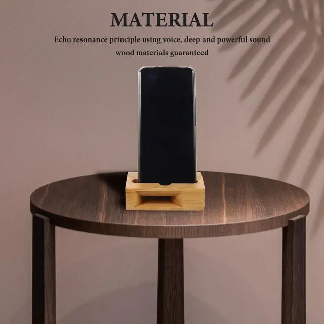 Alt view image 6 of 7 - Wooden Phone Stand with Sound Amplifier Universal Mobile Phone Holder Dock 3.93X2.36X1.18In Cellphone Loudspeaker Amplifier for Desk Use